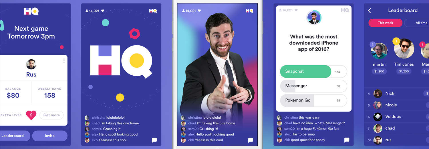 Screenshots of HQ Trivia